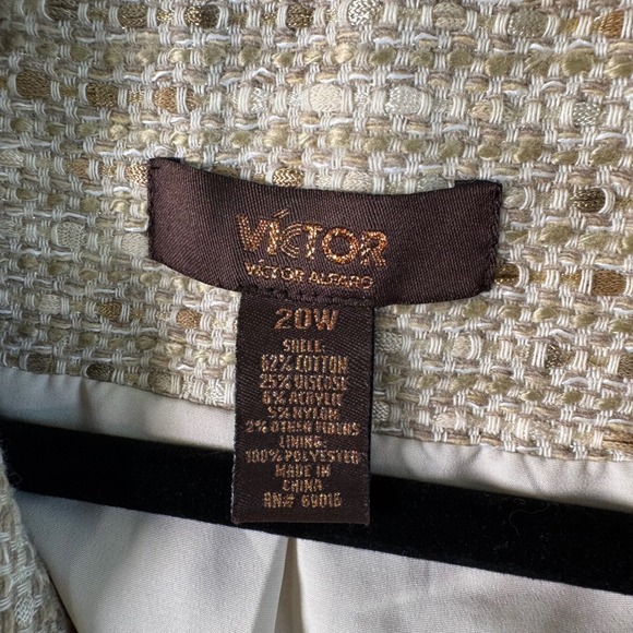 Metallic Gold Textured Tweed‎ Blazer Womens 20W Formal Career Evening Jacket - Picture 2 of 9